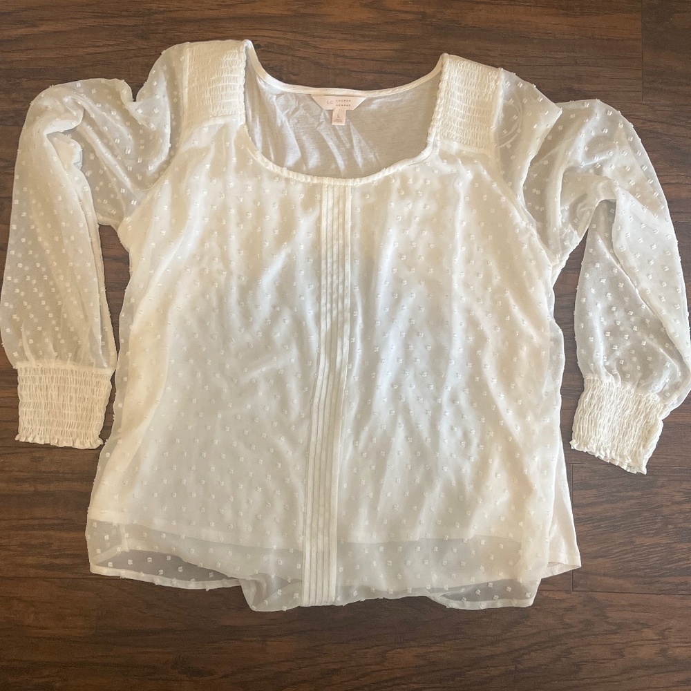 LC Lauren Conrad White Sheer Blouse